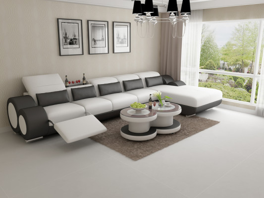 Leather sofa Couch Sofa Living landscape Modern Corner Corner sofa Design Suite
