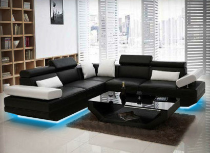 Living landscape Upholstery Corner Corner Sofa with USB Suite Landscape Leather AlfredB