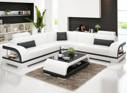 Leather sofa Couch Living landscape Corner sofa Corner Suite Design Modern Sofa G8011B