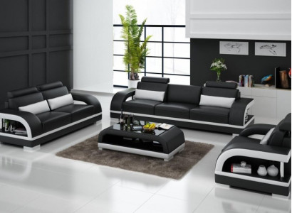 Designer sofa set leather sofa set 3+2+1 suite sofa couch new Zitadelle S/W
