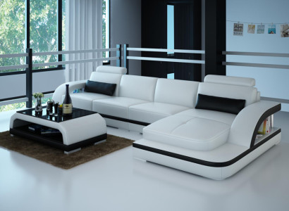 Leather sofa Couch Living landscape Corner sofa Corner Suite Design Modern Sofa G8011C
