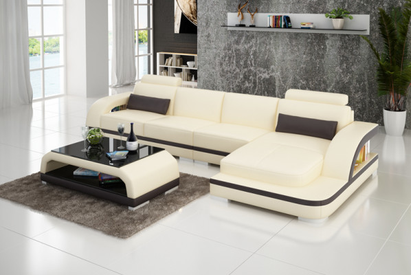 Leather sofa Couch Living landscape Corner sofa Corner Suite Design Modern Sofa G8011C
