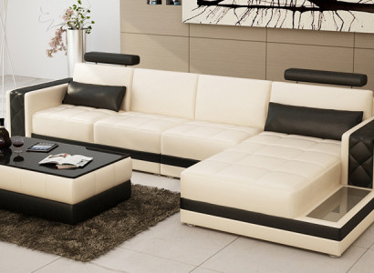 Leather sofa Couch Living landscape Corner sofa L-shape Suite Design Modern