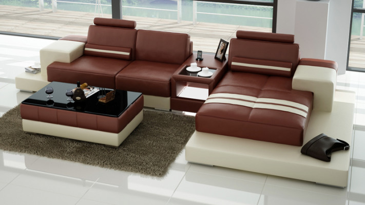Leather sofa Couch Living landscape Corner sofa Corner Suite Design Modern Sofa L6004D