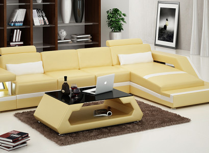 Leather Sofa Couch Modern Living landscape Corner Decor Corner sofa Design Suite