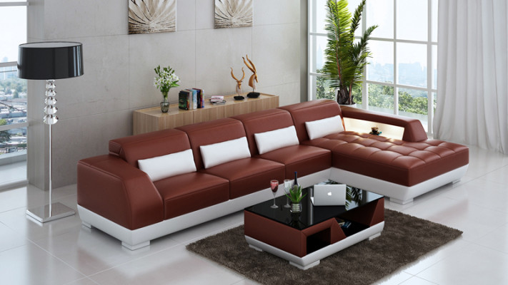 Leather sofa Couch Living landscape Corner sofa Corner Suite Design Modern Sofa G8024C