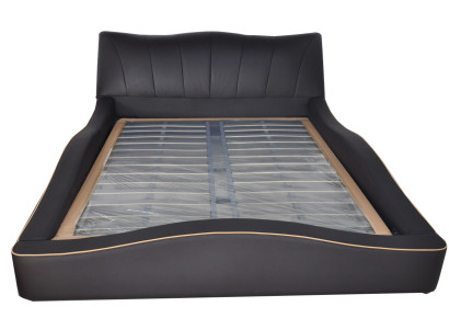 Luxury Design Leather Upholstery Hotel Bed with USB Frame Frame Beds Padded
