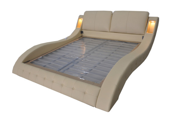 Luxury Bed with USB Upholstery Marriage Hotel Modern Beds Leather 140/160/180/200 cm