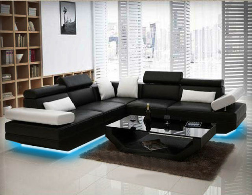 Living landscape Upholstery Corner Corner Sofa Couch Suite Landscape Leather - AlfredB