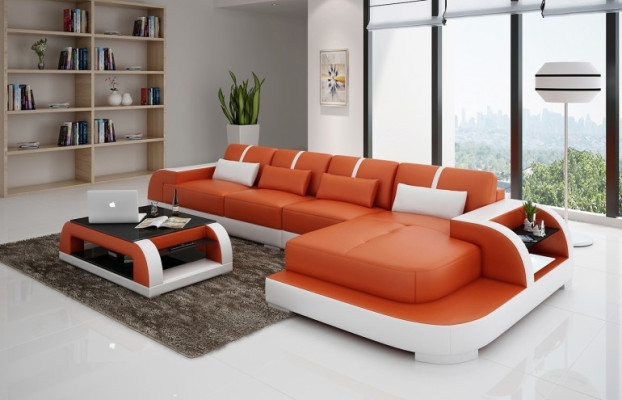 Corner sofa Sofa Couch Upholstery Living landscape Upholstered corner Designer sofa Leather sofa LubyB