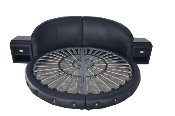 Round Luxury Leather Design Upholstery Beds Double Modern Round Bed