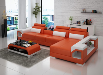 Leather sofa Couch Living landscape Corner sofa Corner Suite Design Modern Sofa G8010C