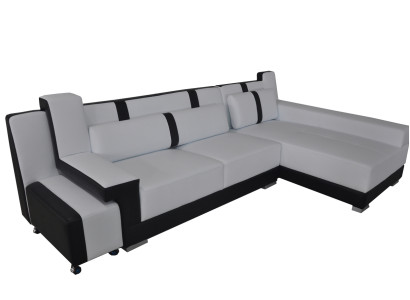 Corner Sofa Couch Upholstery Corner Seat Suite Living landscape Illuminated L-shape Leather