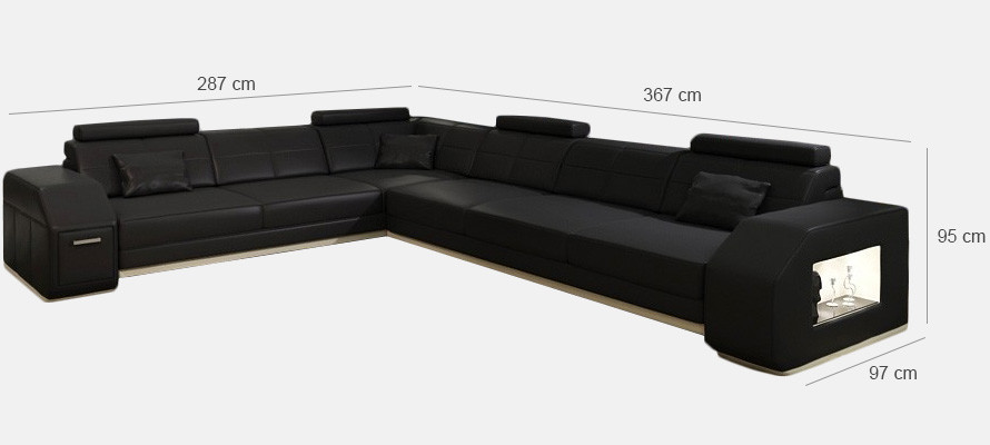 Corner sofa Leather sofa Sofa Couch Upholstery Seat Corner Suite Living landscape Ebern S