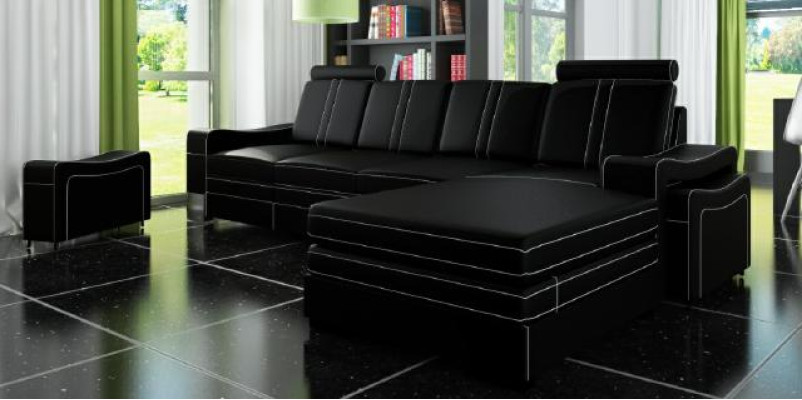 LEATHER SOFA Living landscape Corner sofa new Suite SOFA XXL LEATHER COUCH LEATHER CORNER SOFA!