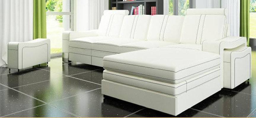 LEATHER SOFA Living landscape Corner sofa new Suite SOFA XXL LEATHER COUCH LEATHER CORNER SOFA!