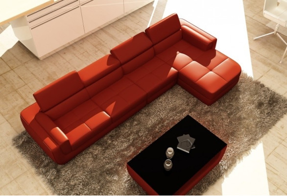 Corner sofa Leather sofa Living landscape L-shape Sofa Couch Upholstery Seat Corner Tettau White