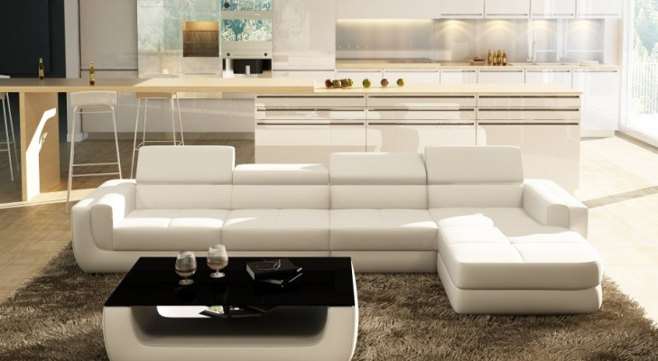 Corner sofa Leather sofa Living landscape L-shape Sofa Couch Upholstery Seat Corner Tettau Red