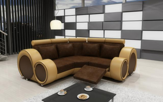 Corner Leather Textile Fabric Couch Sofa Suite Living landscape Upholstery Corner new LMII