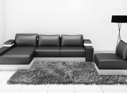 Corner sofa Corner Sofa Couch Upholstery Leather Suite Living landscape Chaise lounge