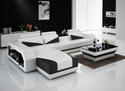Leather sofa Couch Living landscape Corner sofa Corner Suite Design Modern Sofa G8018B
