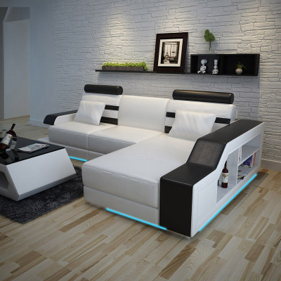 Leather sofa Couch Living landscape Corner sofa Corner Suite Design Modern Sofa L6016E