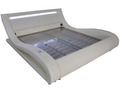 Luxury Leather Design Upholstery Beds Double Modern Illuminated Marriage Bed