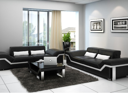 Leather Sofa Couch Living landscape 3+3 Suite Design Modern Sofas new