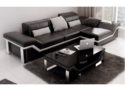 Leather sofa sofa couch living landscape corner sofa suite decor modern design