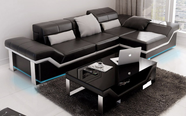 Leather sofa sofa couch living landscape corner sofa suite decor modern design