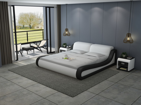 Leather Bed with USB Upholstery Beds Luxury Double Hotel Marriage Big 140/160/180 cm