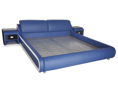 Double Luxury Leather Bed + USB Upholstery Beds Multifunction LB8835