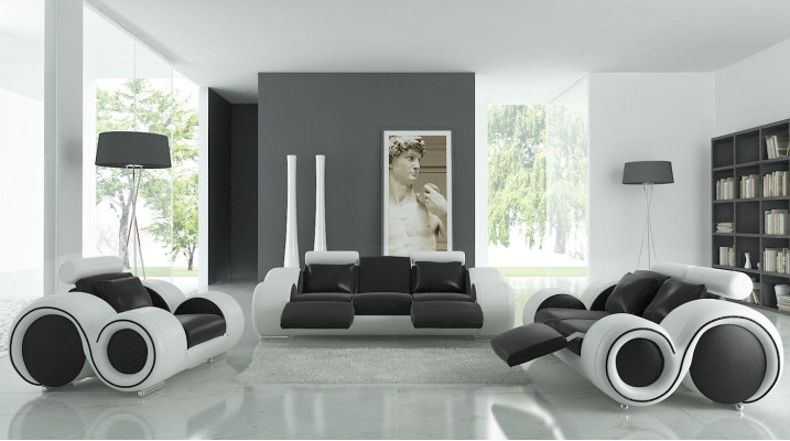 Leather sofa Couch Living landscape 3+2+1 Seater Suite Design Modern Sofa A1163D