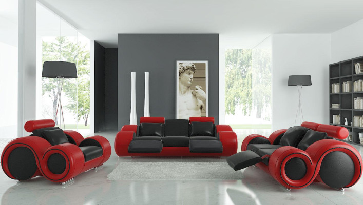 Leather sofa Couch Living landscape 3+2+1 Seater Suite Design Modern Sofa A1163D