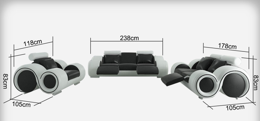 Leather sofa Couch Living landscape 3+2+1 Seater Suite Design Modern Sofa A1163D