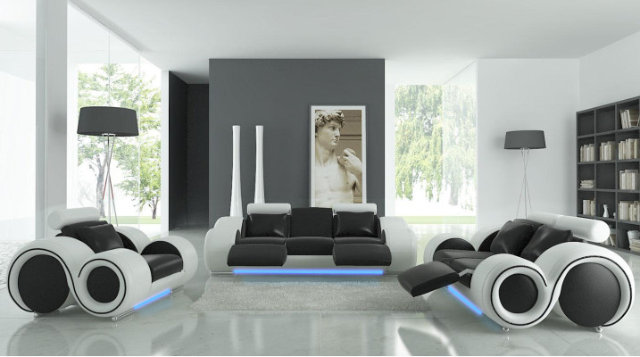 Leather sofa Couch Living landscape 3+2+1 Seater Suite Design Modern Sofa A1163D