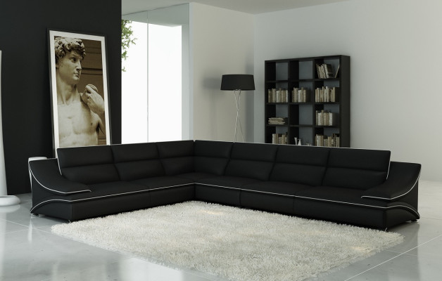Leather sofa Couch Living landscape Corner sofa Corner Sofa Suite Design Modern