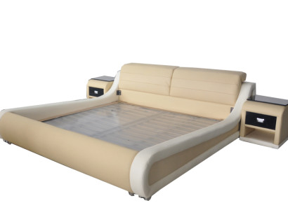 Double Luxury Design Leather Bed Hotel Upholstery Beds Modern Multifunction