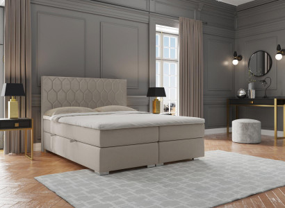Boxspring Bed Hotel Luxury Beds Upholstery Function Box Beige Double 180x200
