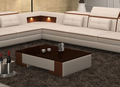 Modern Corner sofa Couch Leather Upholstery Design Sofa Suite Living landscape