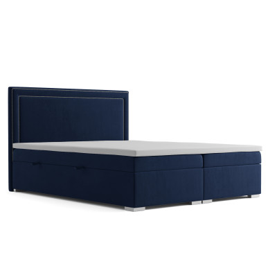 Boxspring Bed Hotel Double Design Beds Luxury Upholstery Box Function Blue new