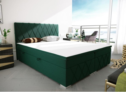 Double Bed Complete Set Mattress Box Spring Topper Beds Function Box Green