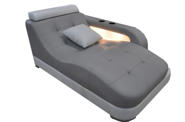Designer Leather Chaise Longues Modern Gray Lounger Ottoman Sofa Real Leather Relax