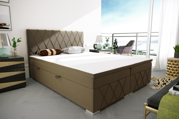 Boxspring Bed Hotel Double Velvet Luxury Beds Upholstery bed base Function Brown