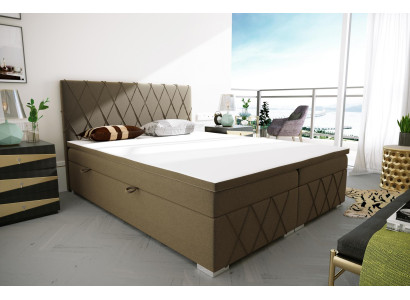 Boxspring Bed Hotel Double Velvet Luxury Beds Upholstery bed base Function Brown