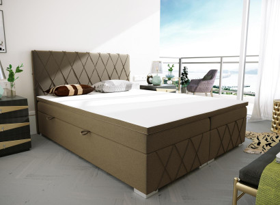 Boxspring Bed Hotel Double Velvet Luxury Beds Upholstery bed base Function Brown