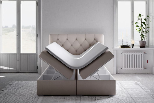 Boxspring Bed Hotel Double Leather Luxury Beds Upholstery bed base function new
