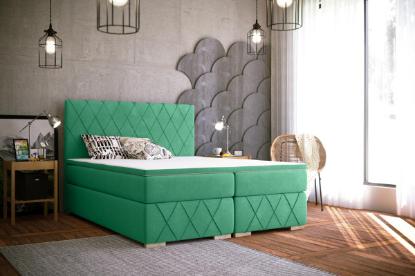 Box Spring Bed Complete Set with Mattress & Topper Luxury Upholstery Textile Beds