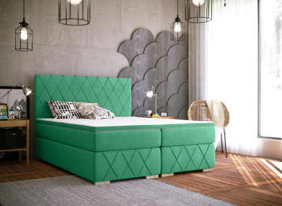 Box Spring Bed Complete Set with Mattress & Topper Luxury Upholstery Textile Beds