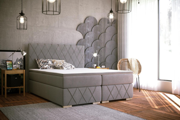 Boxspring Bed Complete Set Mattress & Topper Luxury Upholstery 180x200cm Beds new